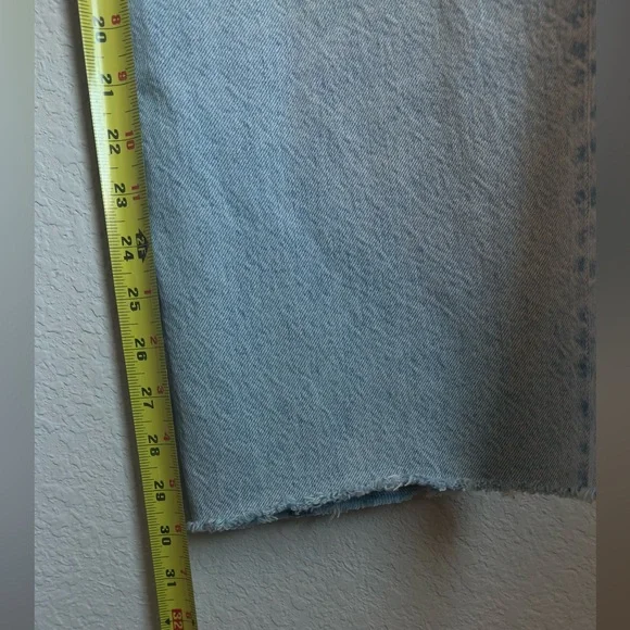 Zara The 90’s Full Length High Rise Raw Hem Frayed Blue Jeans Size 8 - Picture 6 of 7